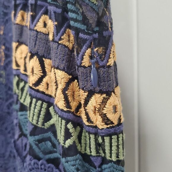 🌞Cato Sleeveless Women’s Lace, Embroidered Navy Boho Design Midi Dress, 14 NWT - Picture 7 of 8